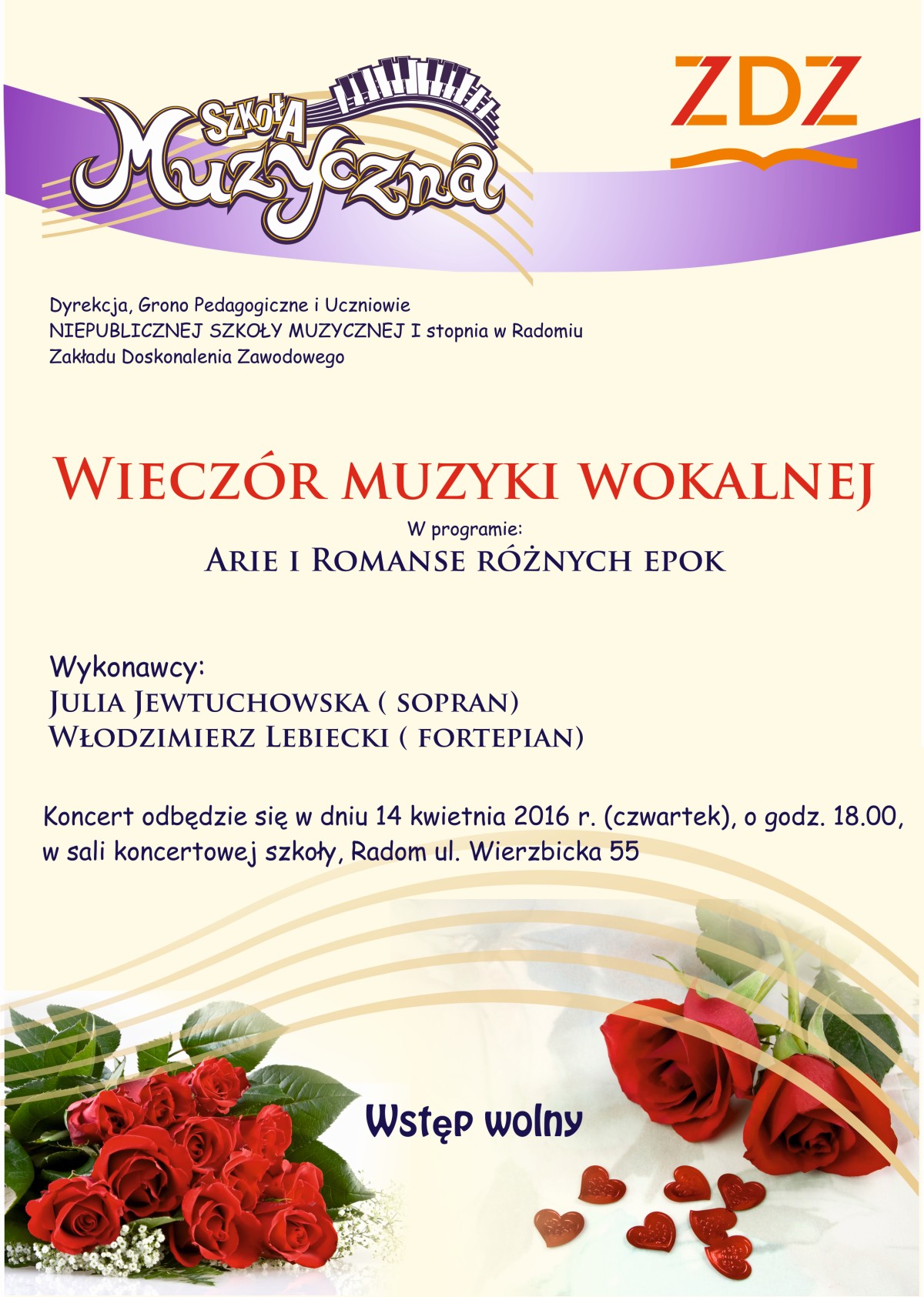 Plakat muzyczna arie i romanse